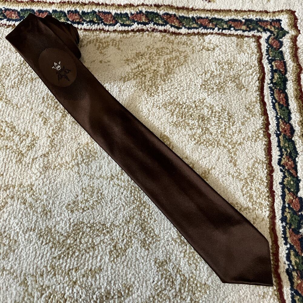 MCM Necktie Ultra Thin Tie Jazz Rat Pack Madmen Atomic Brown Kingpin 1960s vtg
